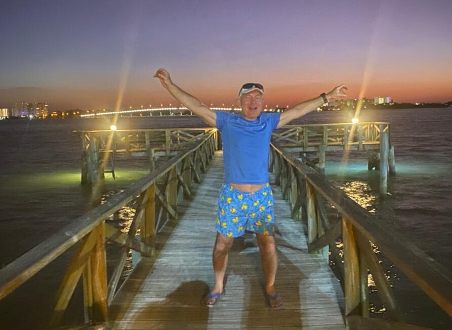 Property owner John Butterworth, laying claim to his piece of the dock!