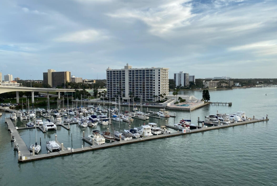 Pierce 100 Condo and Clearwater marina, view from Clearwater Memorial Causeway